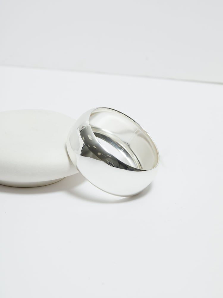 Mood Silver Tone Polished Statement Bangle Bracelet - Image 2 of 3
