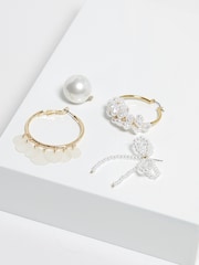 Mood Gold Tone Pearl Large Stud Earrings - Image 4 of 4