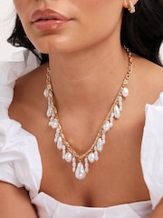 Mood Gold Tone Pearl Baroque Shaker Necklace - Image 2 of 3
