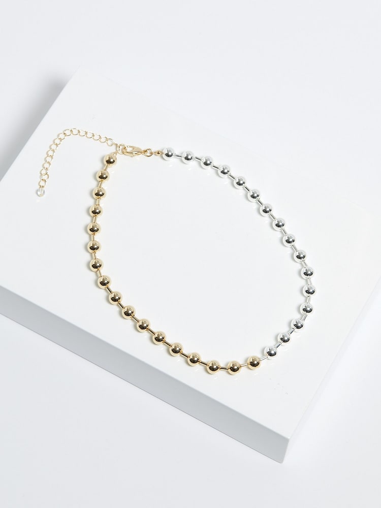 Mood Metallic Two Tone Ball Chain Allway Necklace - Image 2 of 4