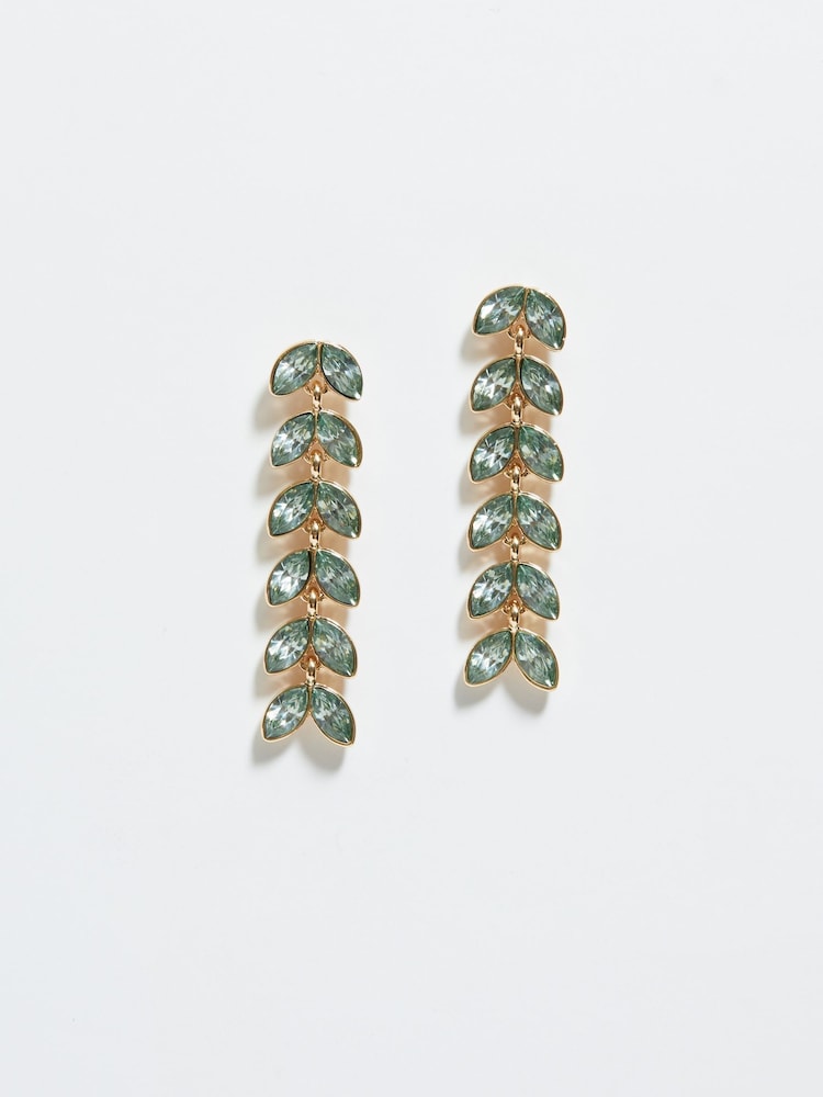 Mood Gold Tone Leaf Linear Drop Earrings - Image 2 of 3