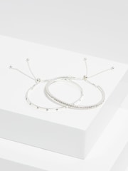 Mood Silver Tone Crystal Bar Toggle Bracelets Pack of 2 - Image 2 of 3