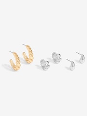 Mood Metallic Two Tone Polished Twist Hoop Earrings Pack Of 3 - Image 1 of 4