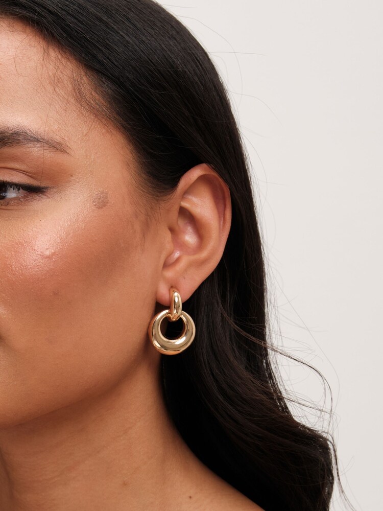 Mood Gold Tone Large Oval Doorknocker Drop Earrings - Image 2 of 3 Mood Gold Tone Large Oval Doorknocker Drop Earrings - Image 2 of 3