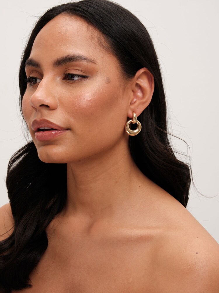 Mood Gold Tone Large Oval Doorknocker Drop Earrings - Image 3 of 3 Mood Gold Tone Large Oval Doorknocker Drop Earrings - Image 3 of 3