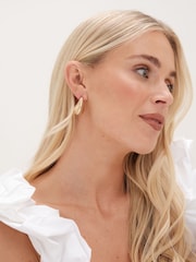 Mood Gold Tone Ridged Dome Hoop Earrings - Image 3 of 4