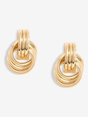 Mood Gold Tone Ridged Mini Doorknocker Earrings - Image 1 of 3