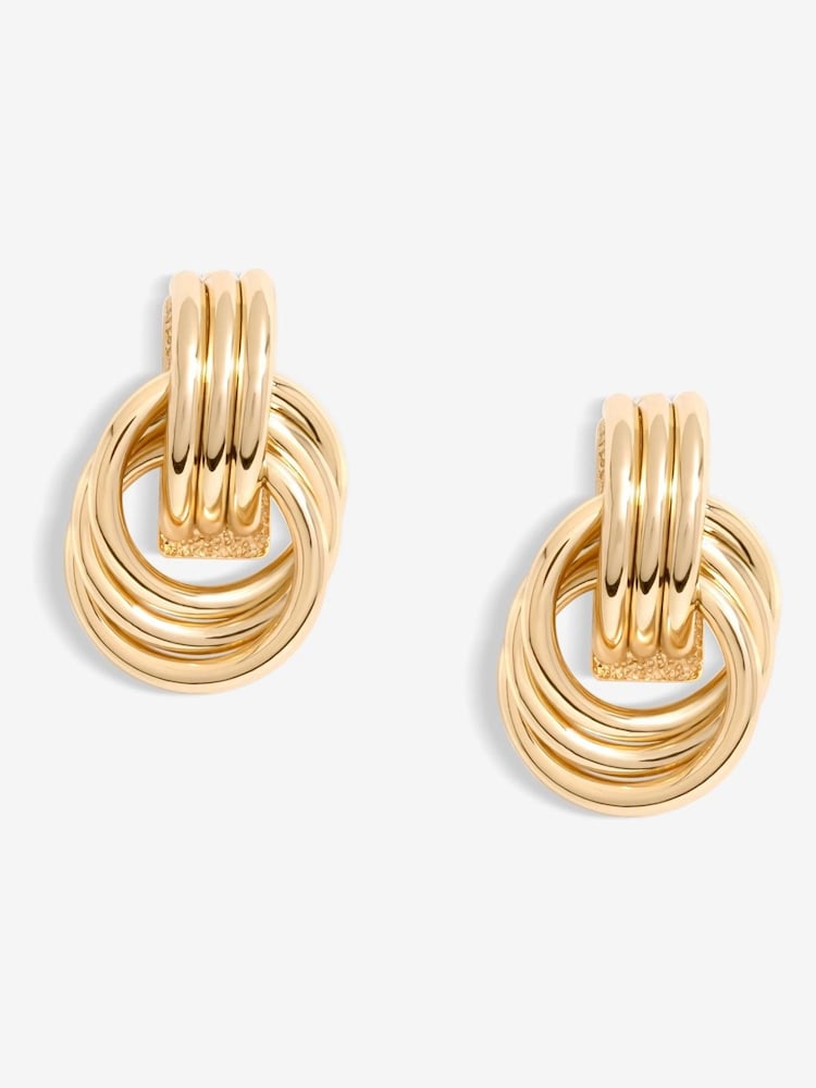 Mood Gold Tone Ridged Mini Doorknocker Earrings - Image 1 of 3