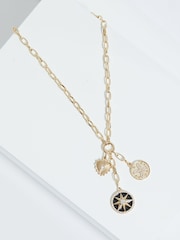 Mood Gold Tone Crystal Celestial Charm Pendant Necklace - Image 2 of 3