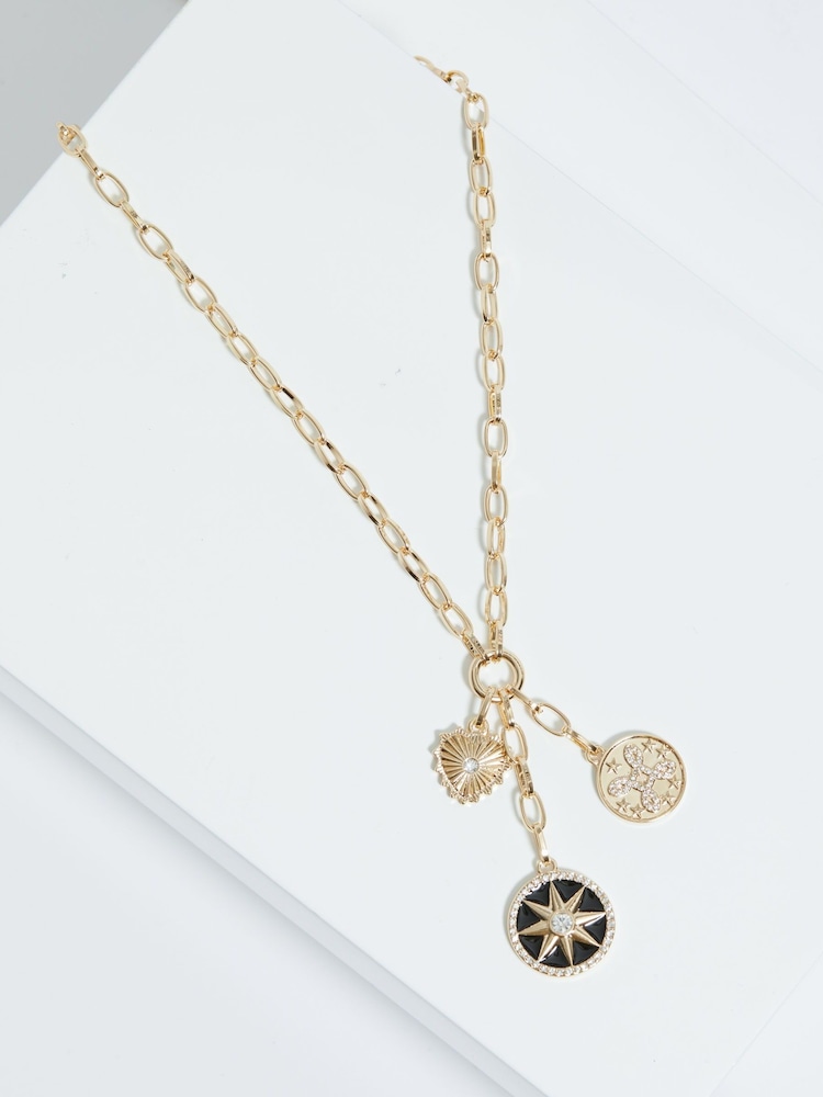 Mood Gold Tone Crystal Celestial Charm Pendant Necklace - Image 2 of 3