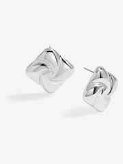 Mood Silver Tone Polished Twist Statement Stud Earrings - Image 1 of 3