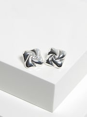 Mood Silver Tone Polished Twist Statement Stud Earrings - Image 2 of 3