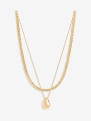 Mood Gold Tone Polished Dome Layered Chain Pendant Necklace Pack of 2 - Image 1 of 4