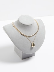Mood Gold Tone Polished Dome Layered Chain Pendant Necklace Pack of 2 - Image 3 of 4