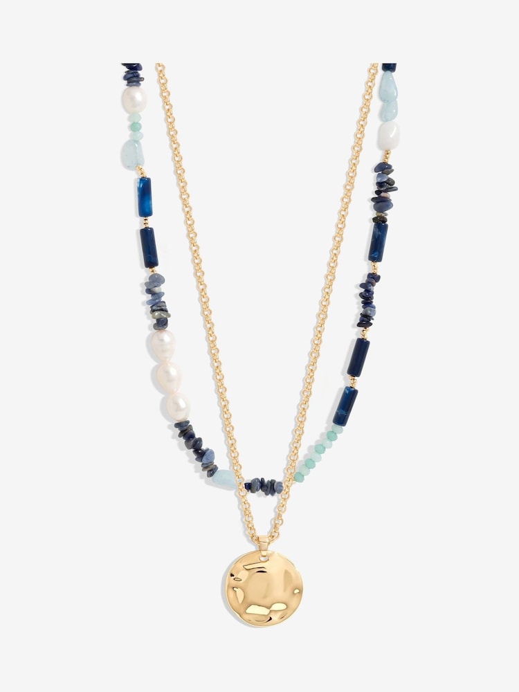 Mood Gold Tone Bead And Molten Disc Layered Necklaces 2 Pack - Image 1 of 4
