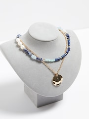 Mood Gold Tone Bead And Molten Disc Layered Necklaces 2 Pack - Image 2 of 4