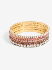 Mood Gold Tone Romantic Tonal Mixed Stretch Bracelets Pack Of 5 - Image 1 of 4
