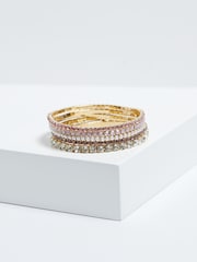 Mood Gold Tone Romantic Tonal Mixed Stretch Bracelets Pack Of 5 - Image 2 of 4