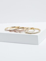 Mood Gold Tone Romantic Tonal Mixed Stretch Bracelets Pack Of 5 - Image 3 of 4