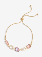 Mood Gold Tone Romantic Crystal And Pearl Mixed Stone Toggle Bracelet - Image 1 of 3