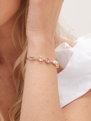 Mood Gold Tone Romantic Crystal And Pearl Mixed Stone Toggle Bracelet - Image 2 of 3