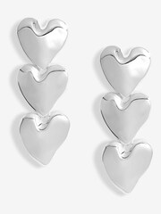 Mood Silver Tone Polished Molten Heart Triple Drop Earrings - Image 1 of 3