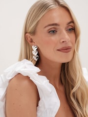 Mood Silver Tone Polished Molten Heart Triple Drop Earrings - Image 3 of 3