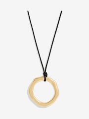 Mood Gold Tone Polished Molten Ring Cord Pendant Necklace - Image 1 of 3