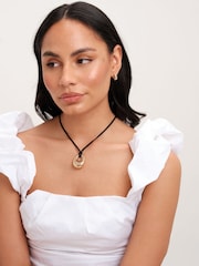 Mood Gold Tone Polished Ridged Pendant Cord Necklace - Image 3 of 3