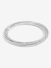 Mood Silver Tone Ridged Polished Multi Bangle - Image 1 of 3