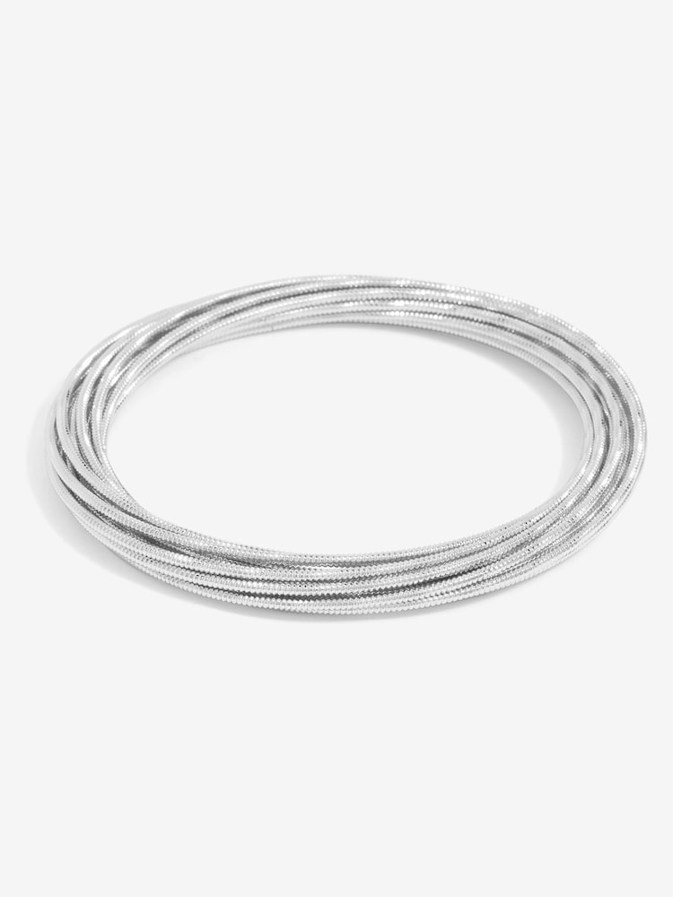 Mood Silver Tone Ridged Polished Multi Bangle - Image 1 of 3