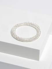 Mood Silver Tone Ridged Polished Multi Bangle - Image 2 of 3