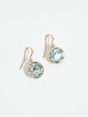 Mood Gold Tone Green Round Fish Hook Drop Earrings - Image 1 of 3