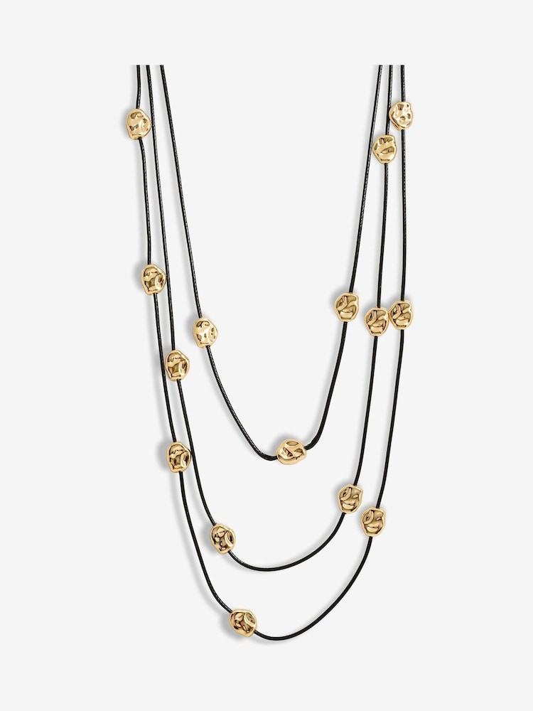 Mood Gold Tone Nugget Multirow Cord Necklace - Image 1 of 3
