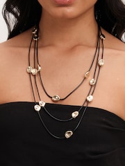 Mood Gold Tone Nugget Multirow Cord Necklace - Image 2 of 3