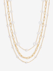 Mood Tone Pearl Chain Multirow Necklace Pack of 3 - Bild 1 von 3