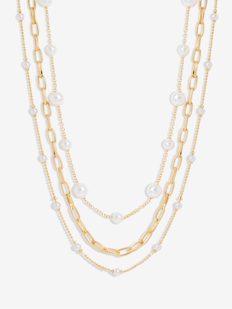 Mood Tone Pearl Chain Multirow Necklace Pack of 3 - Bild 1 von 3