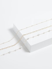 Mood Tone Pearl Chain Multirow Necklace Pack of 3 - Bild 2 von 3