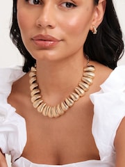 Mood Gold Tone Polished Ridged Collar Necklace - Image 2 of 3