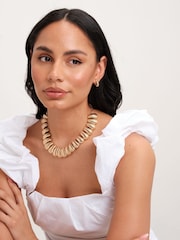 Mood Gold Tone Polished Ridged Collar Necklace - Image 3 of 3