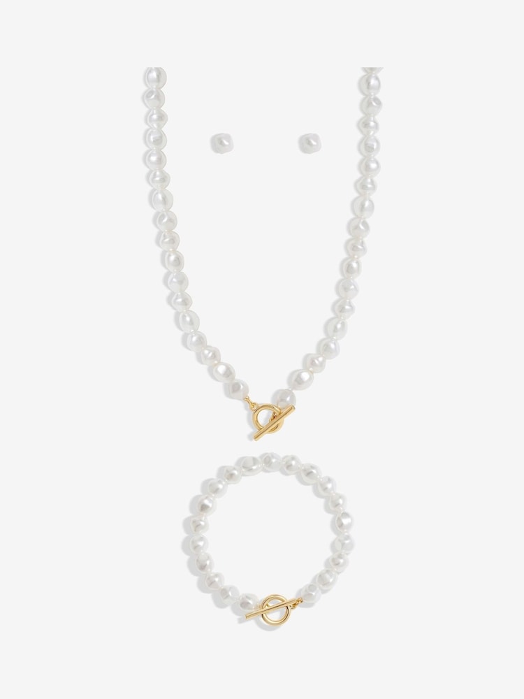 Mood Gold Tone Pearl Strand 3 Piece Set - Image 1 of 4