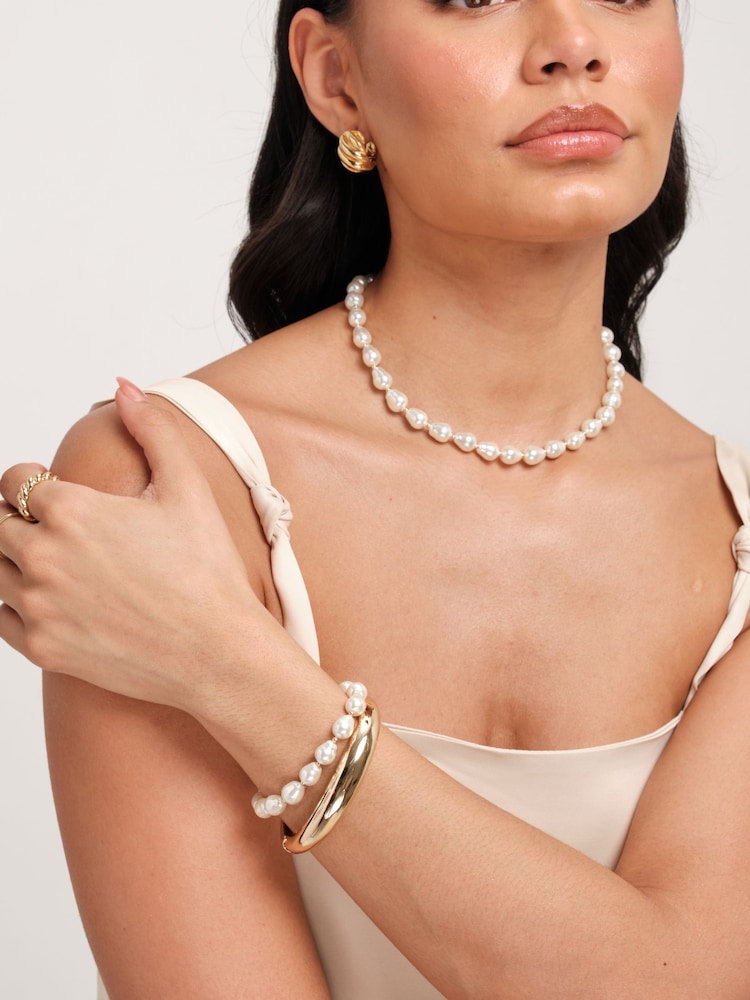 Mood Gold Tone Pearl Strand 3 Piece Set - Image 3 of 4