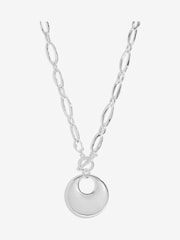 Mood Silver Tone Polished Round T-Bar Short Pendant Necklace - Image 1 of 3