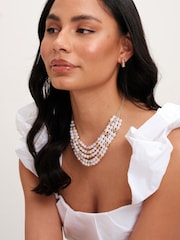 Mood Gold Tone Pearl and Polished Multirow Necklace - Image 3 of 3