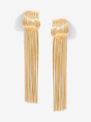 Mood Gold Tone Ridged Snake Chain Statement Drop Earrings - Image 1 of 3