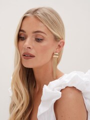 Mood Gold Tone Ridged Snake Chain Statement Drop Earrings - Image 3 of 3