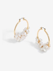 Mood Gold Tone Pearl Cluster Hoop Earrings - Image 1 of 3