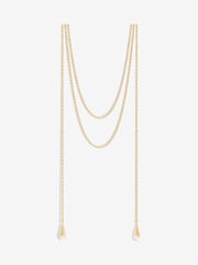Mood Gold Tone Pearl Multirow Rope Necklace - Image 1 of 3
