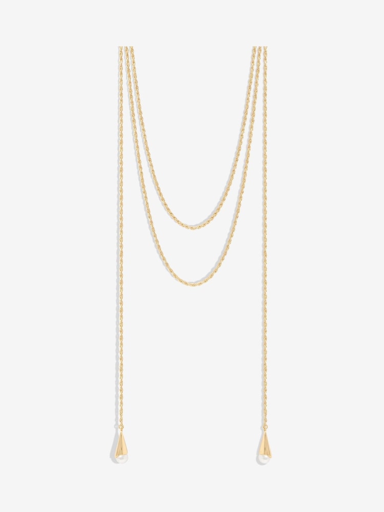 Mood Gold Tone Pearl Multirow Rope Necklace - Image 1 of 3