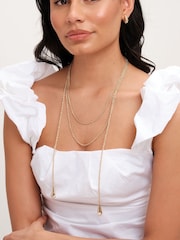 Mood Gold Tone Pearl Multirow Rope Necklace - Image 3 of 3